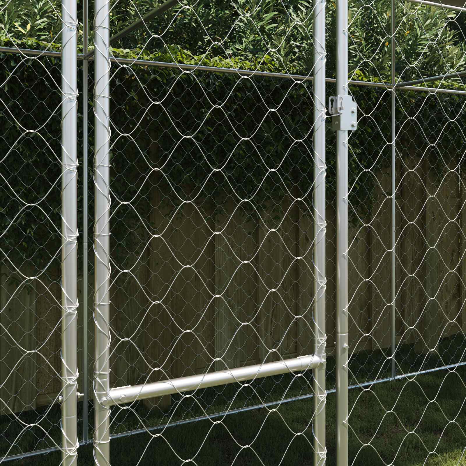Gabbia per Cani con Tetto Argento 600 x 200 x 256 cm