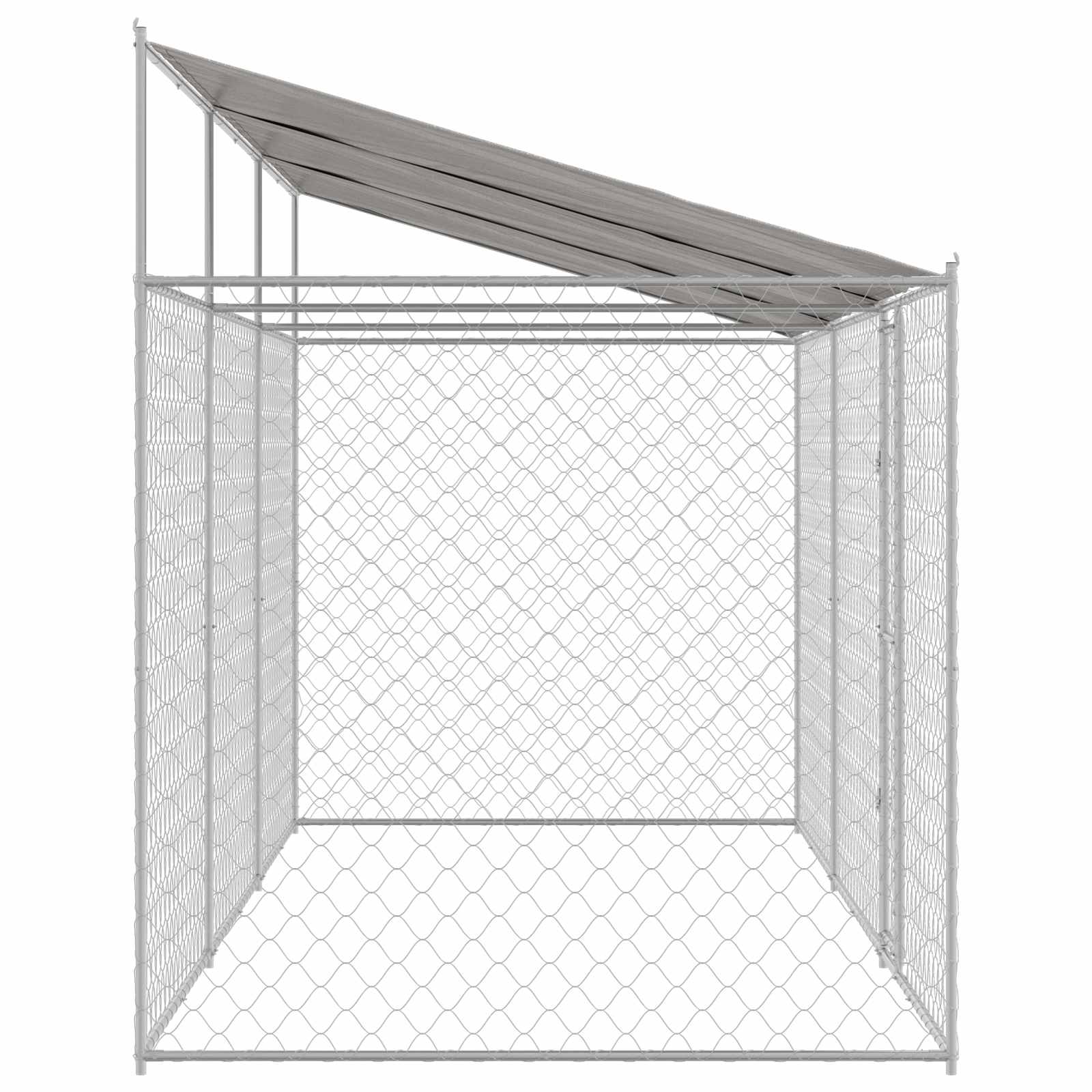 Gabbia per Cani con Tetto Argento 600 x 200 x 256 cm