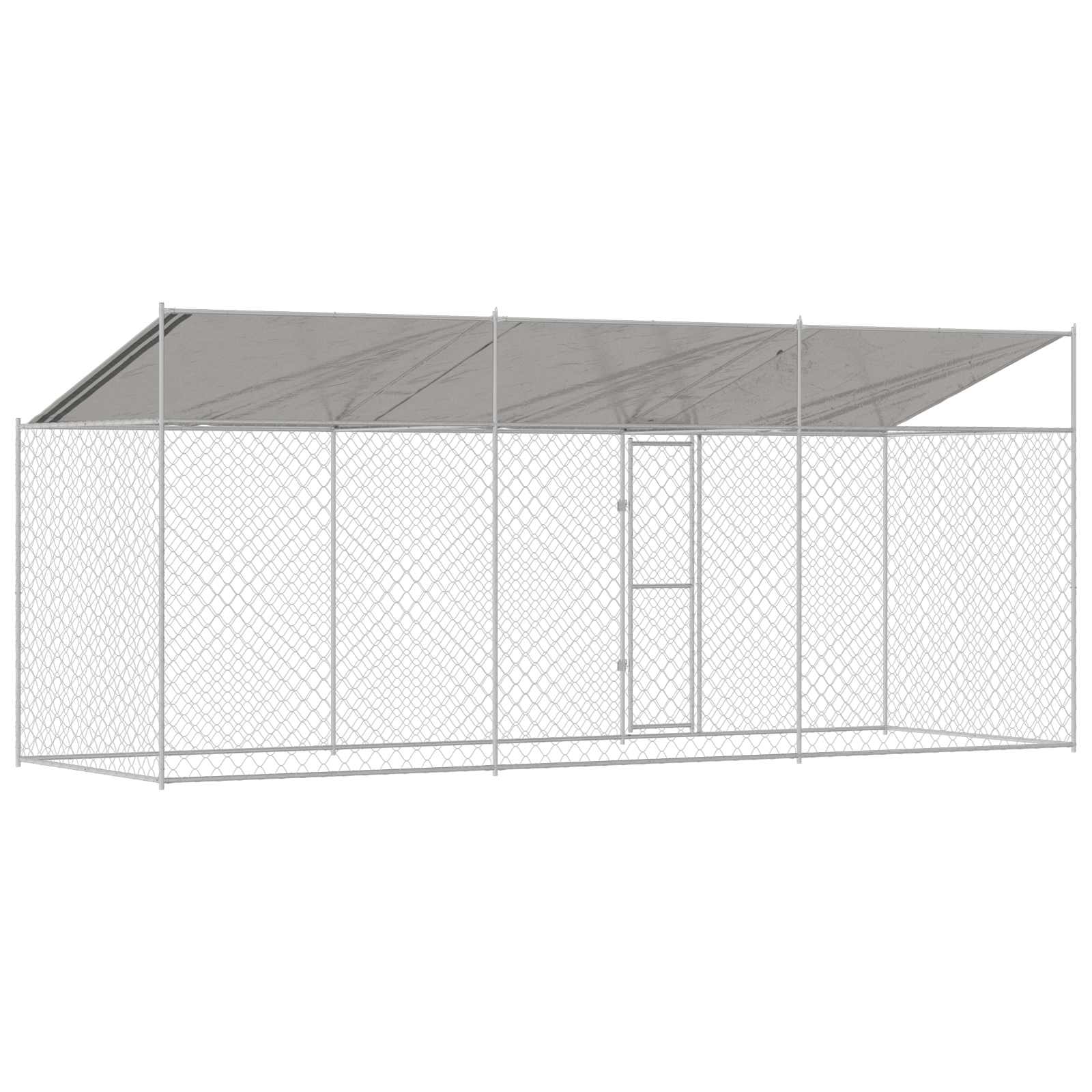 Gabbia per Cani con Tetto Argento 600 x 200 x 256 cm