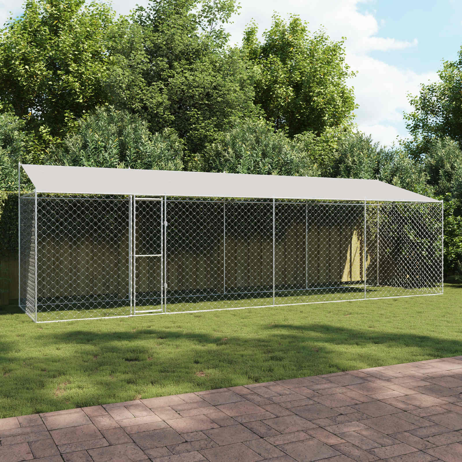 Gabbia per Cani con Tetto Argento 800 x 200 x 256 cm