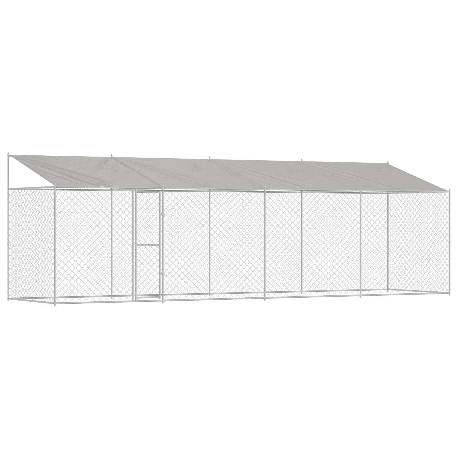 Gabbia per Cani con Tetto Argento 800 x 200 x 256 cm