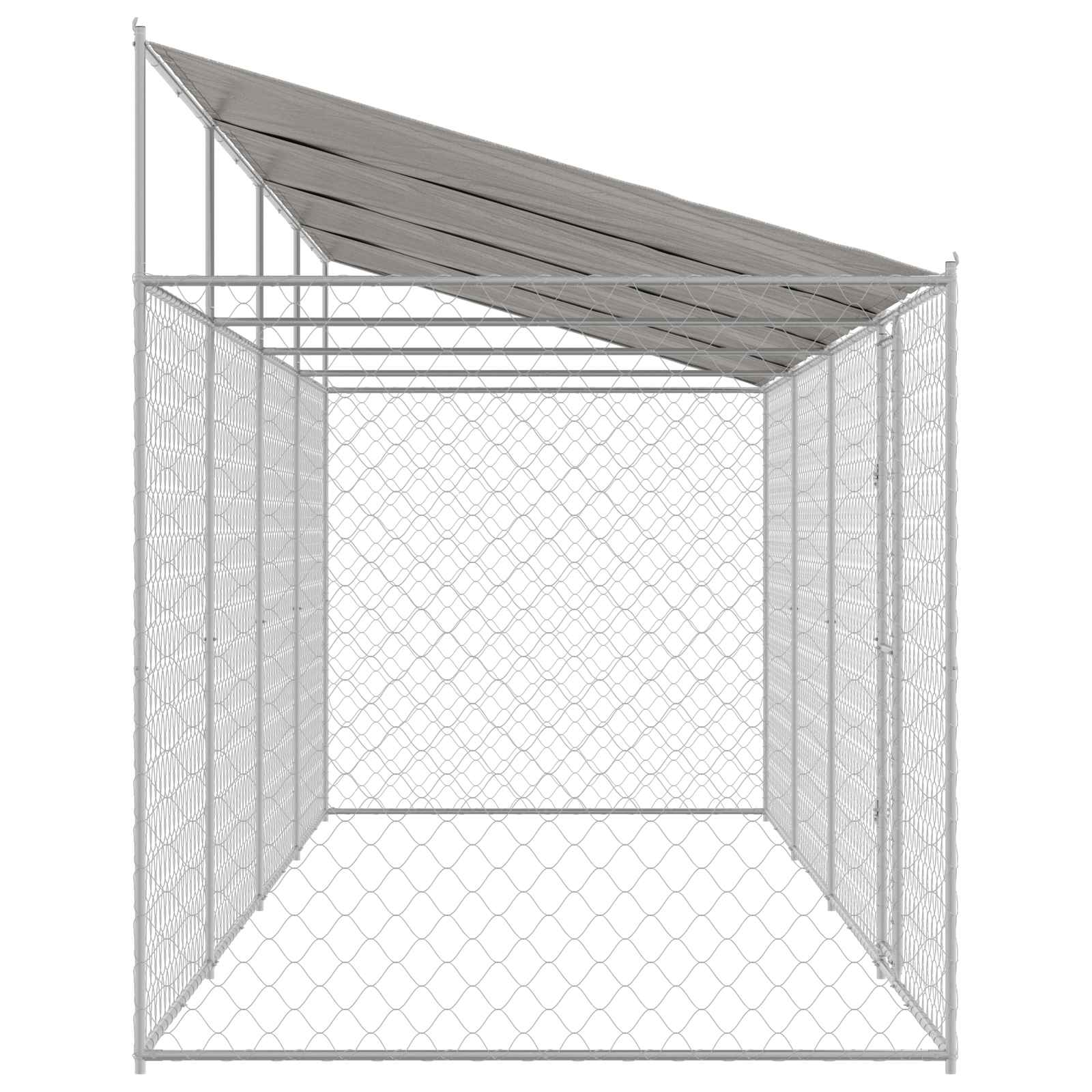 Gabbia per Cani con Tetto Argento 800 x 200 x 256 cm