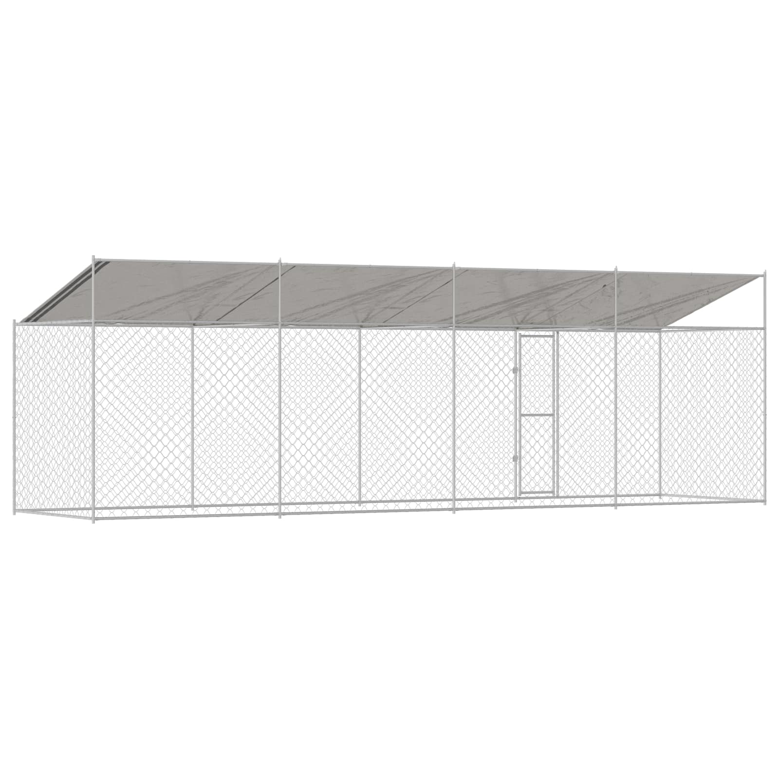 Gabbia per Cani con Tetto Argento 800 x 200 x 256 cm