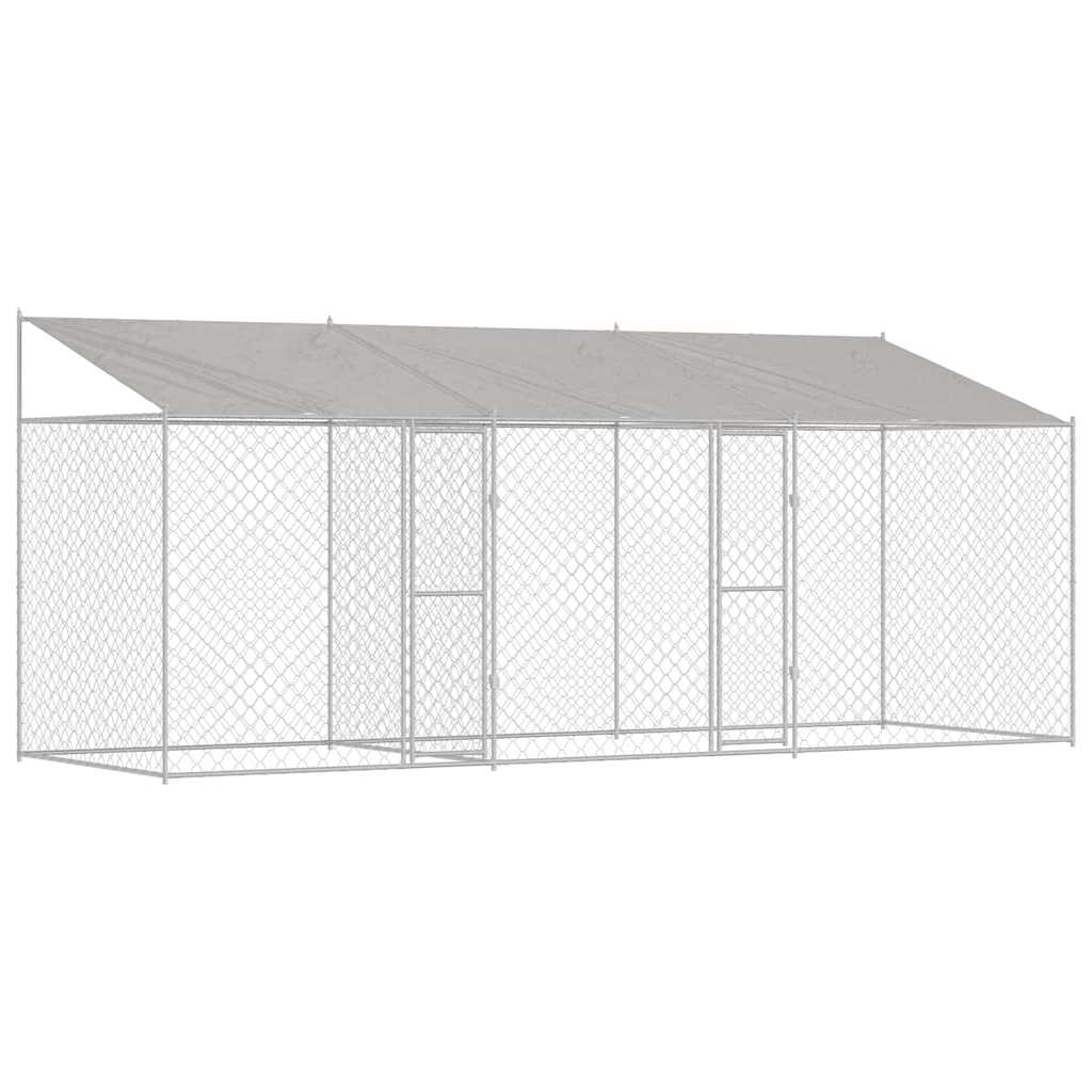 Gabbia per Cani con Tetto Argento 600 x 200 x 256 cm