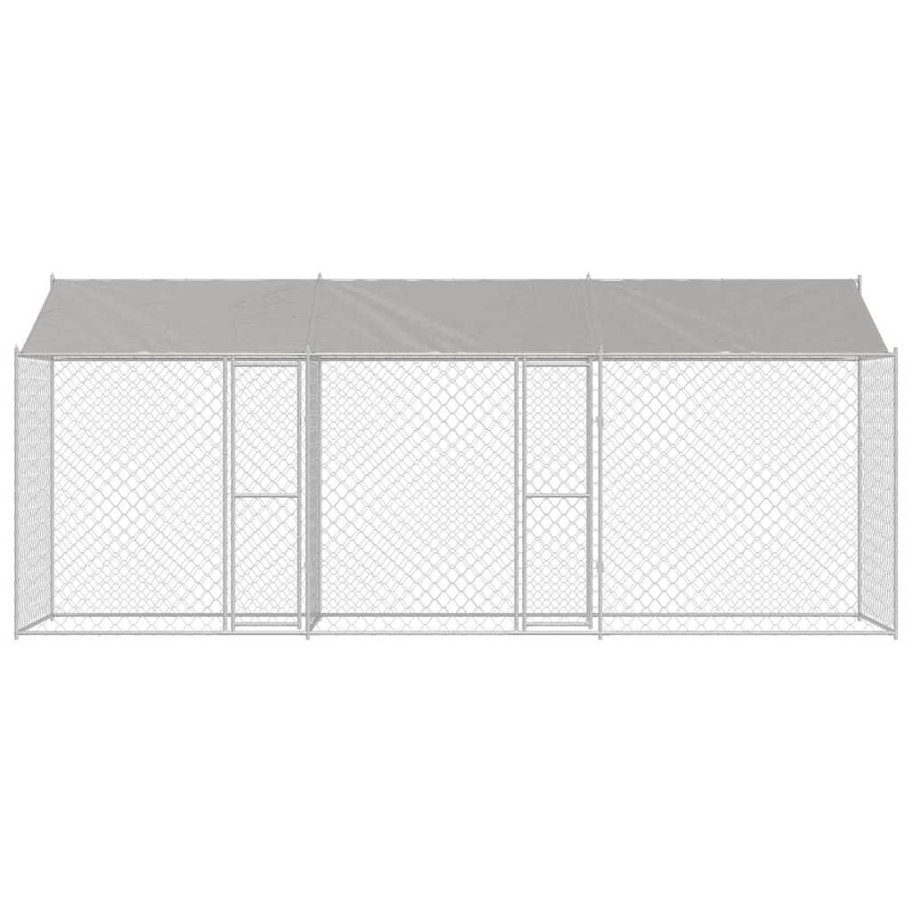 Gabbia per Cani con Tetto Argento 600 x 200 x 256 cm