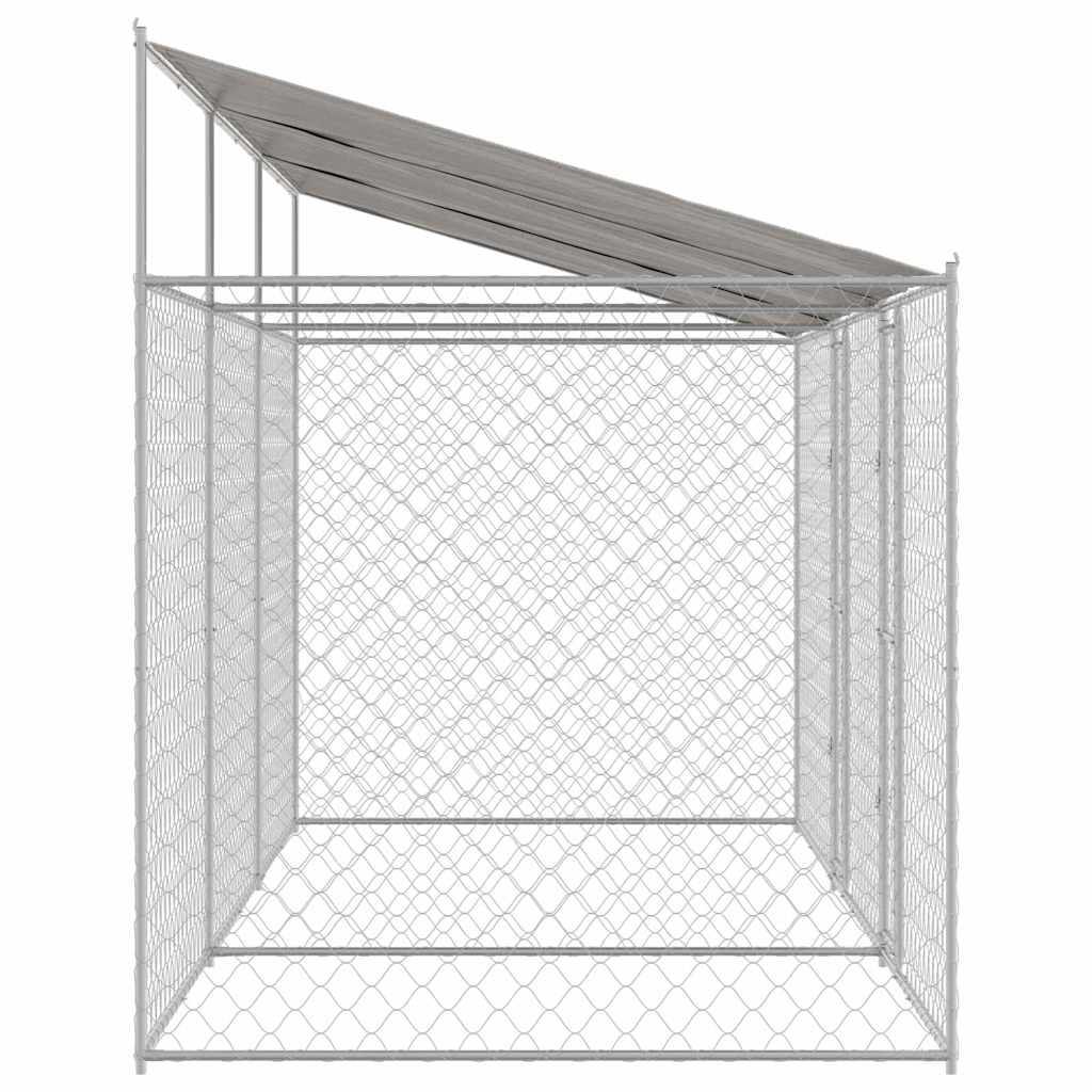 Gabbia per Cani con Tetto Argento 600 x 200 x 256 cm
