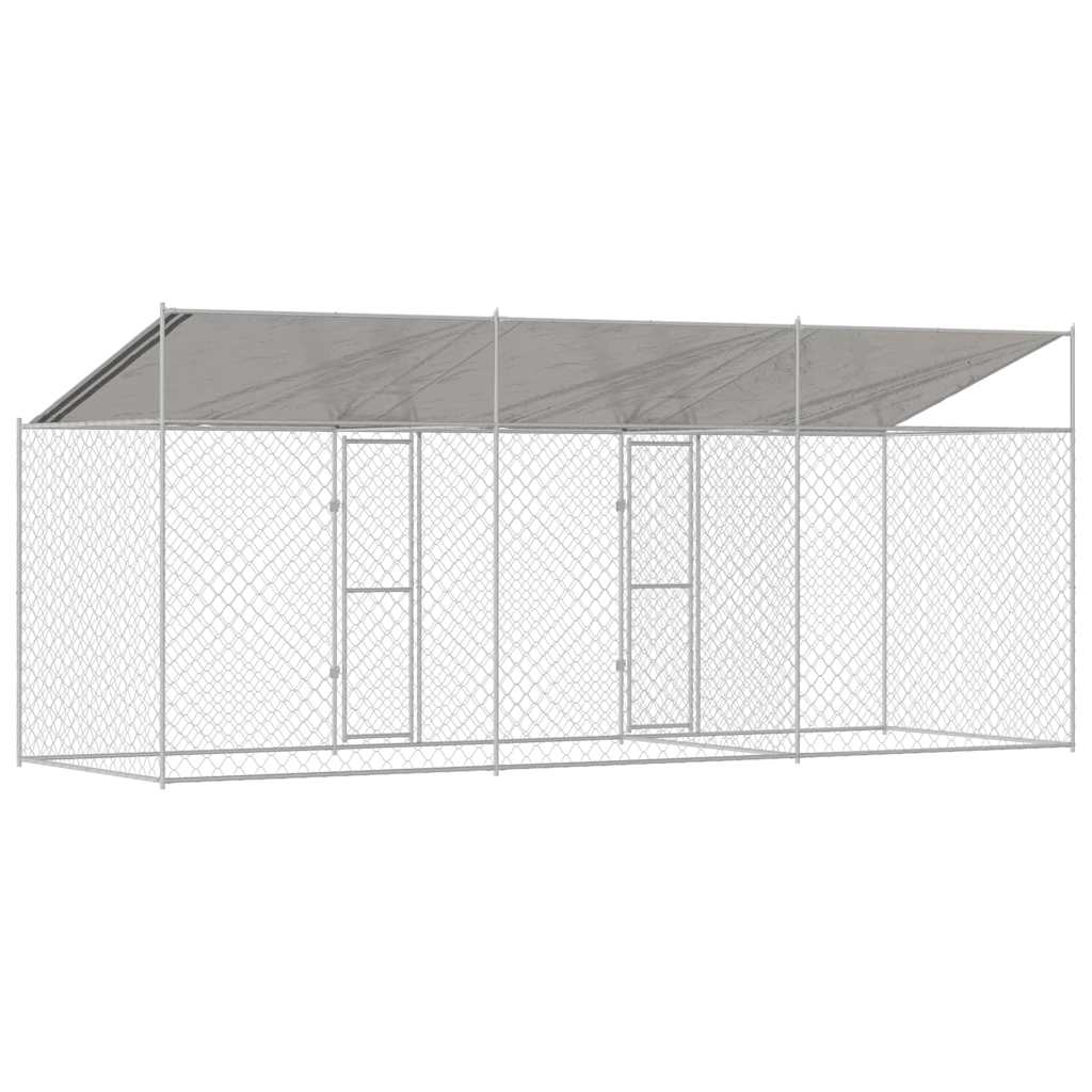 Gabbia per Cani con Tetto Argento 600 x 200 x 256 cm