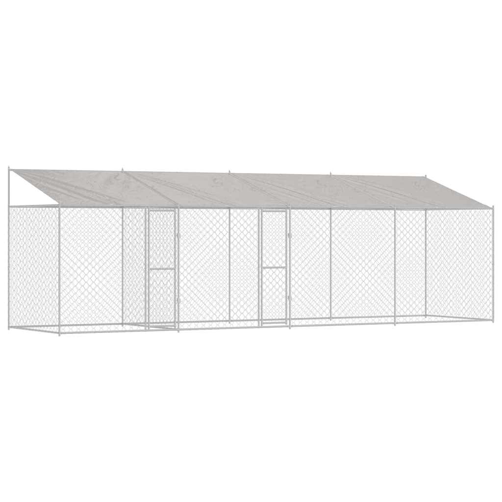 Gabbia per Cani con Tetto Argento 800 x 200 x 256 cm