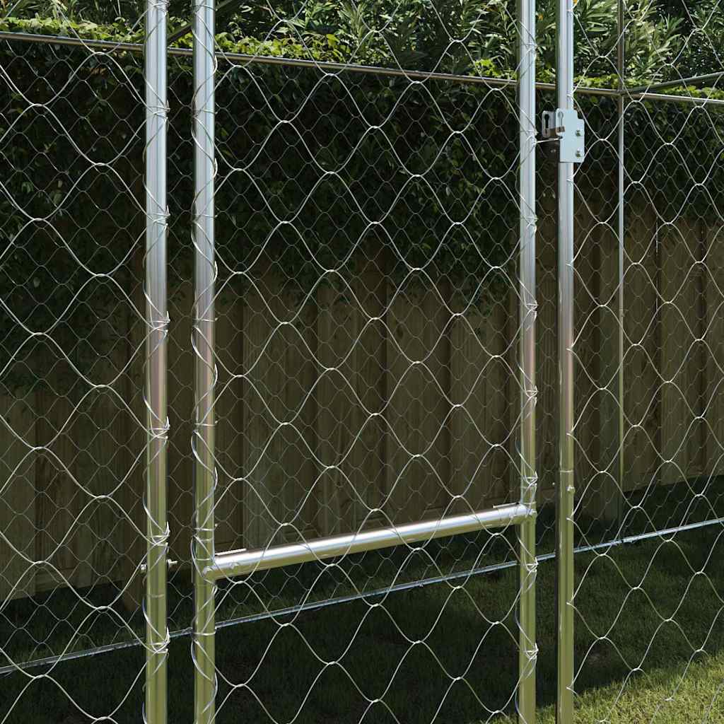 Gabbia per Cani con Tetto Argento 800 x 200 x 256 cm
