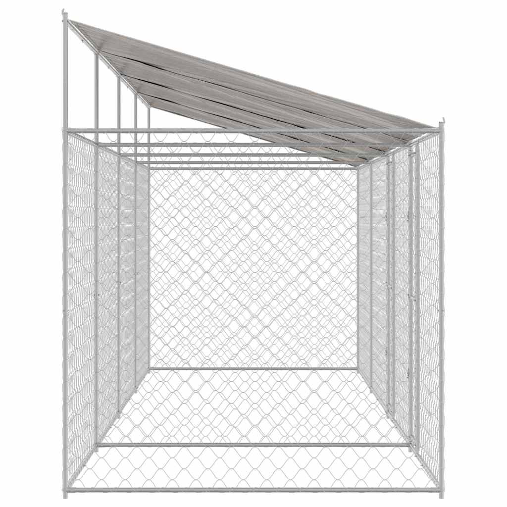 Gabbia per Cani con Tetto Argento 800 x 200 x 256 cm