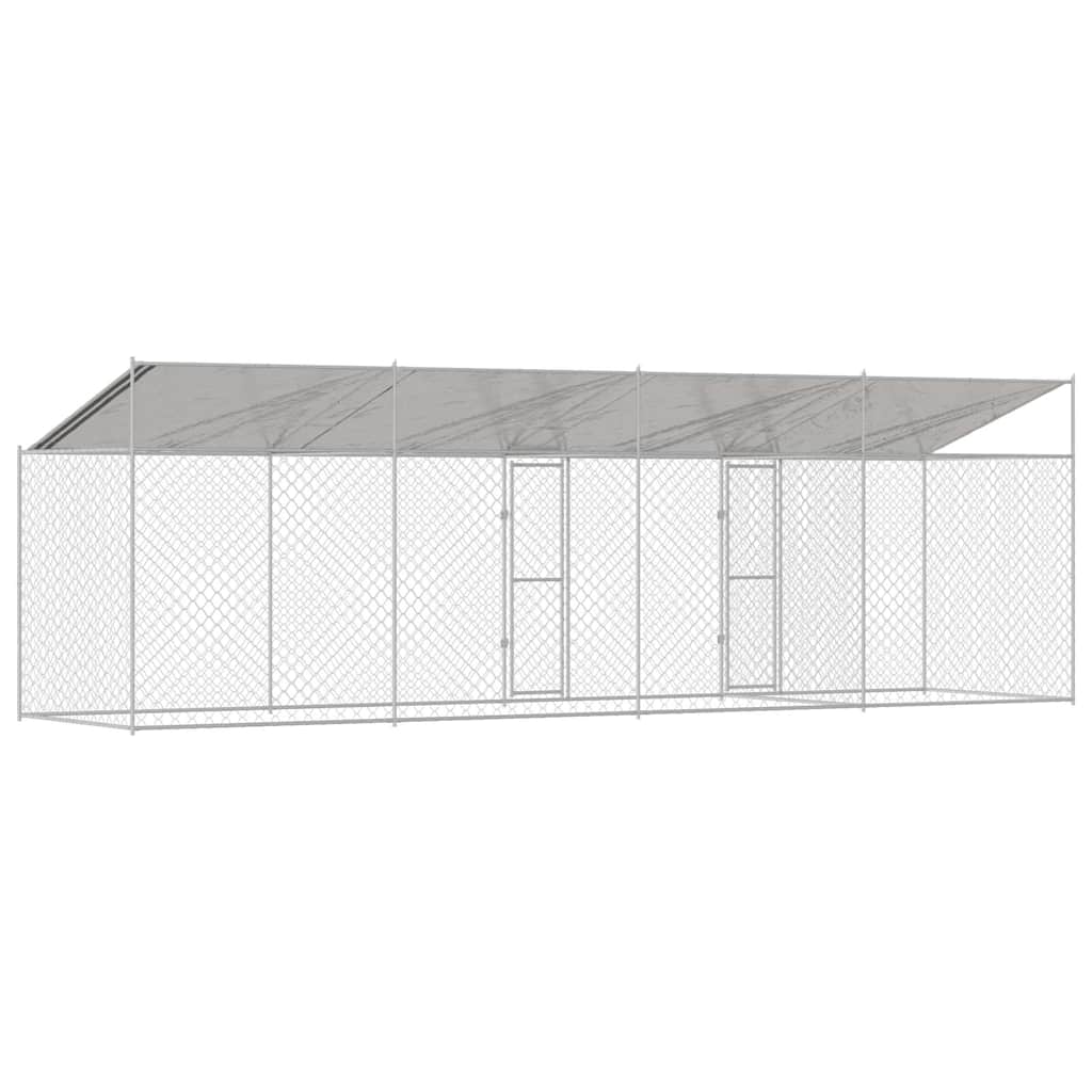 Gabbia per Cani con Tetto Argento 800 x 200 x 256 cm