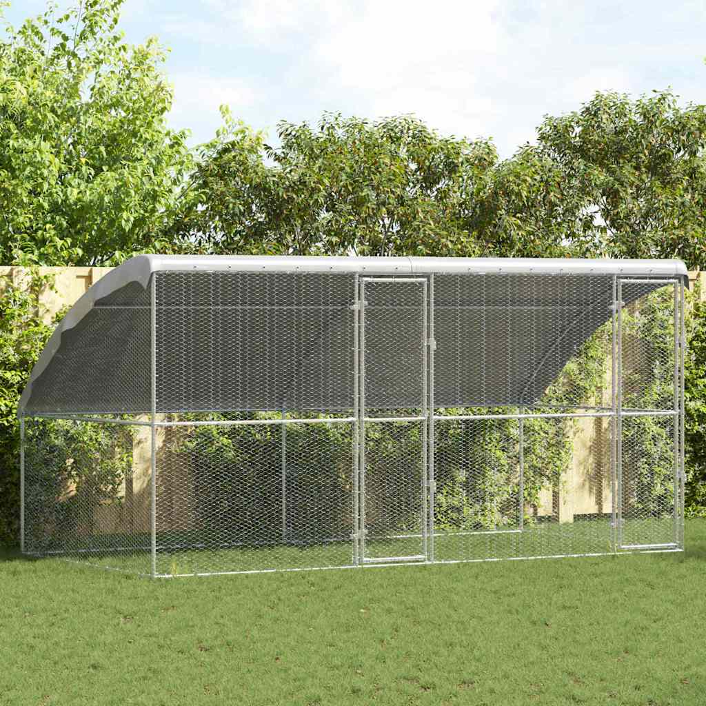 Gabbia per polli con 2 porte 2 pz Argento 400x200x200cm