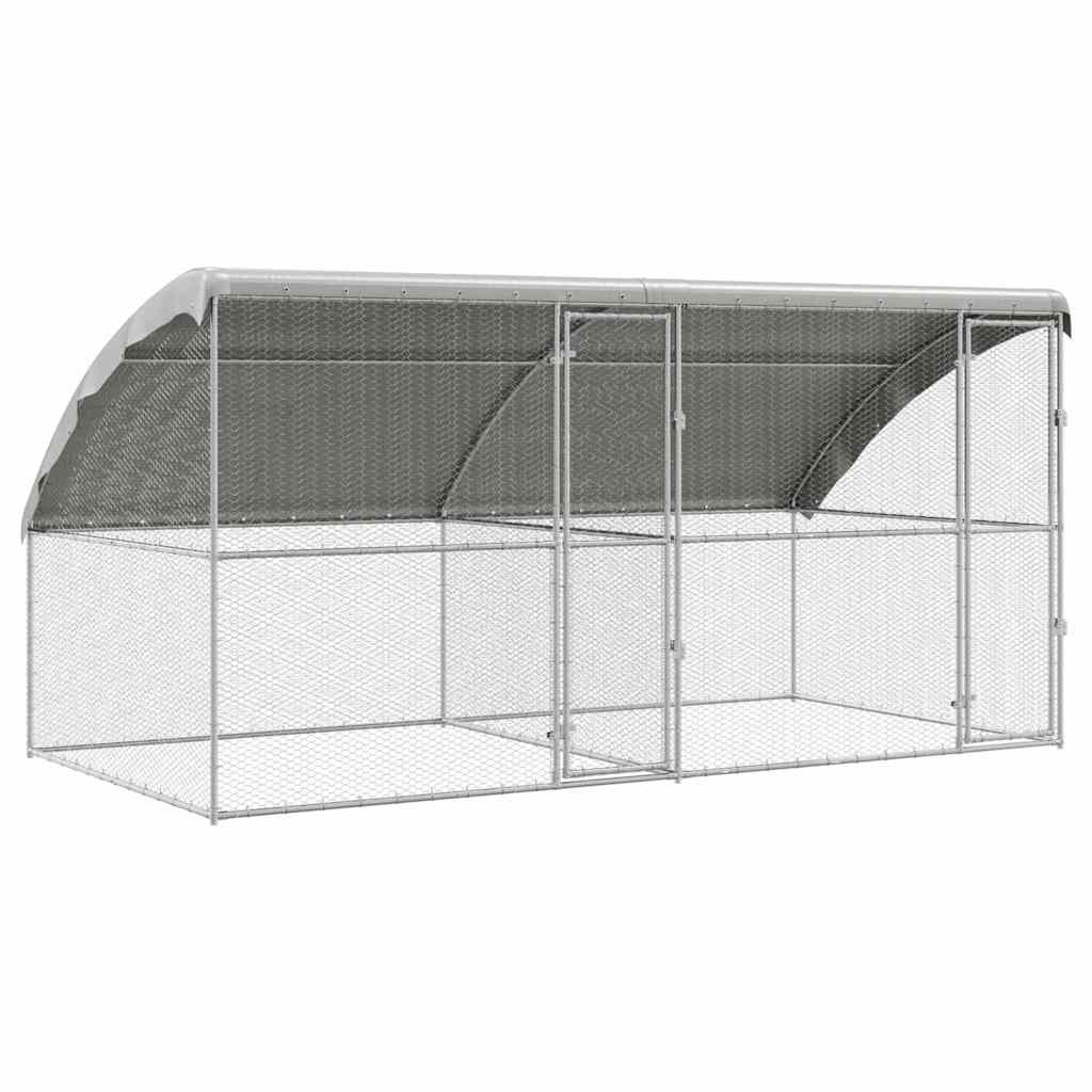 Gabbia per polli con 2 porte 2 pz Argento 400x200x200cm