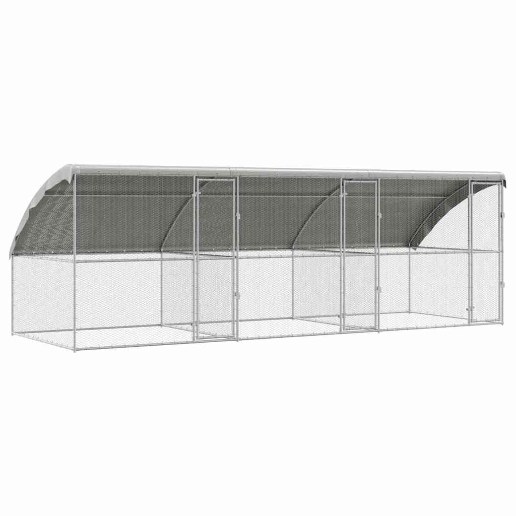 Gabbia per polli con 3 porte 3 pz Argento 600x200x200cm