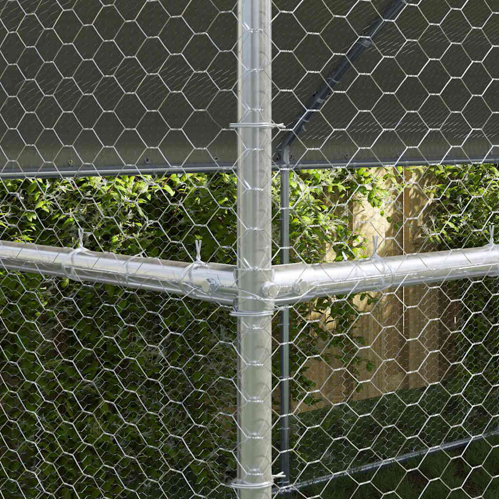 Gabbia per polli con 3 porte 3 pz Argento 600x200x200cm