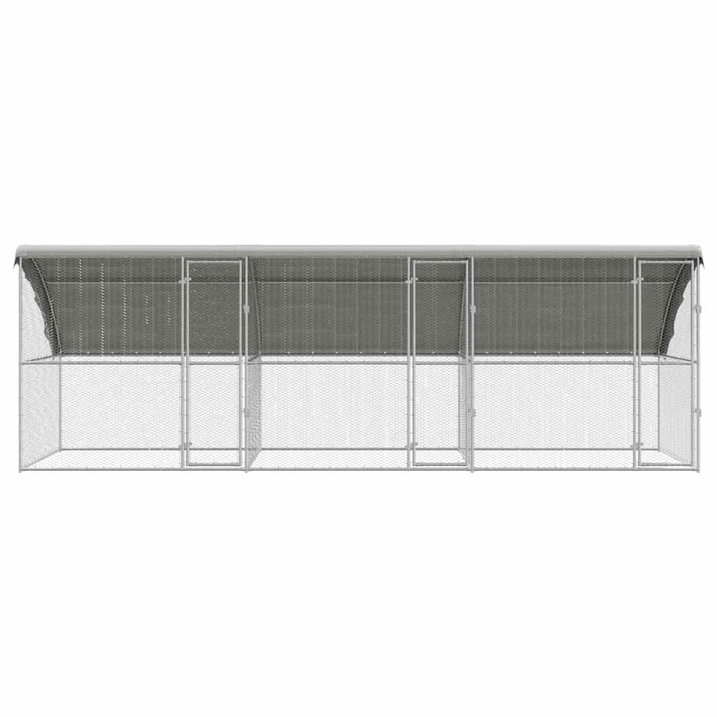 Gabbia per polli con 3 porte 3 pz Argento 600x200x200cm
