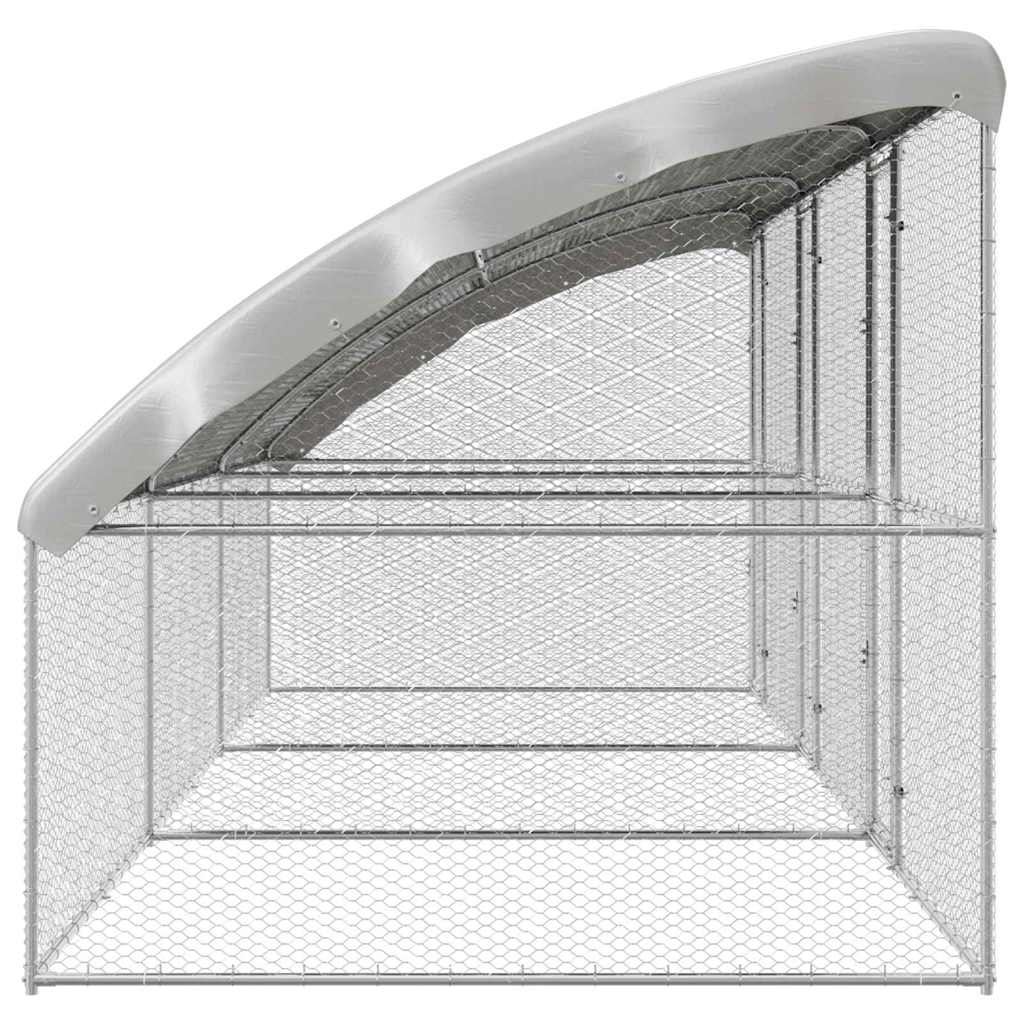 Gabbia per polli con 3 porte 3 pz Argento 600x200x200cm