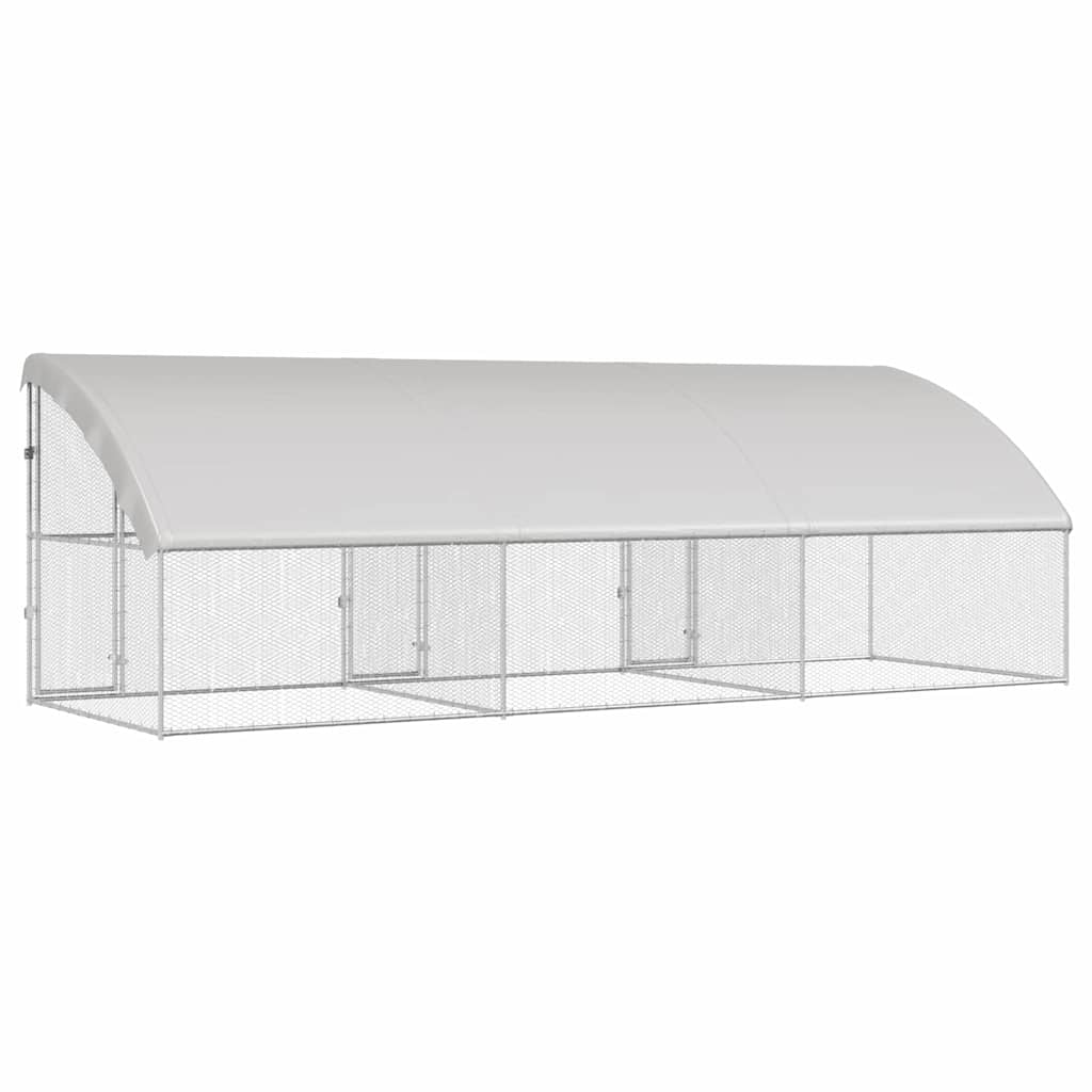 Gabbia per polli con 3 porte 3 pz Argento 600x200x200cm