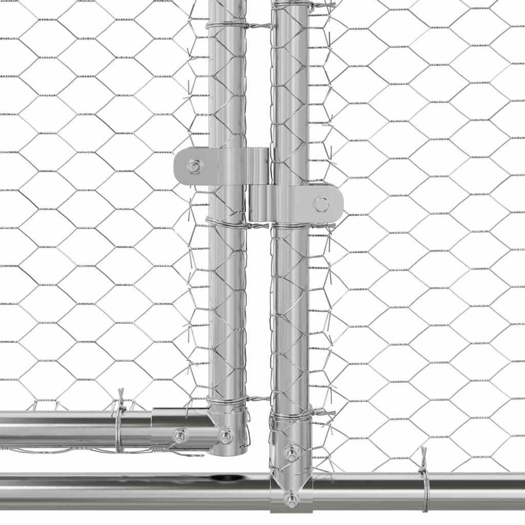 Gabbia per polli con 3 porte 3 pz Argento 600x200x200cm