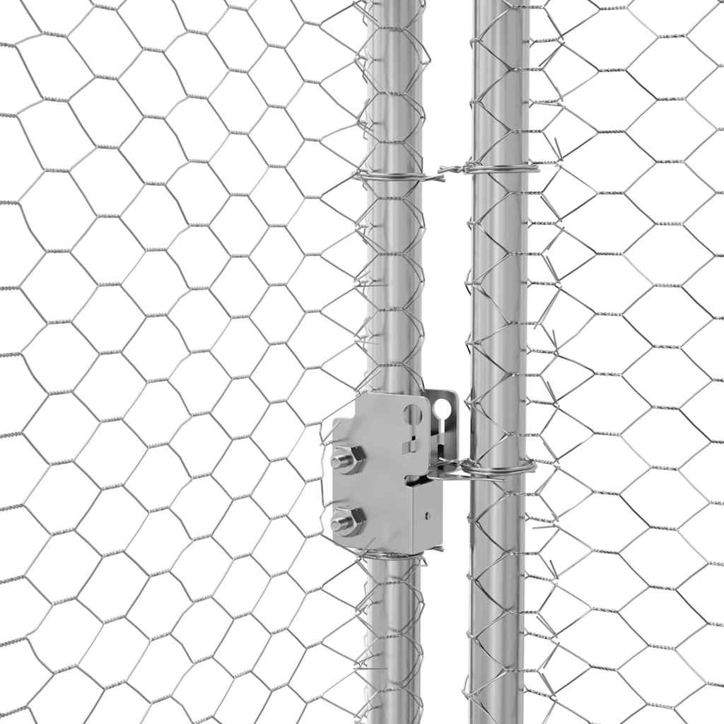 Gabbia per polli con 3 porte 3 pz Argento 600x200x200cm