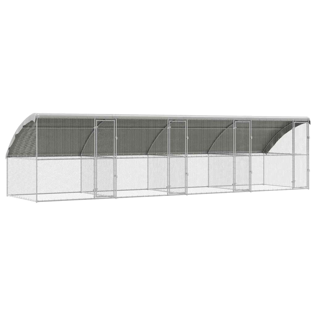 Pollaio con 4 porte 4 pz Argento 800x200x200 cm Acciaio zincato