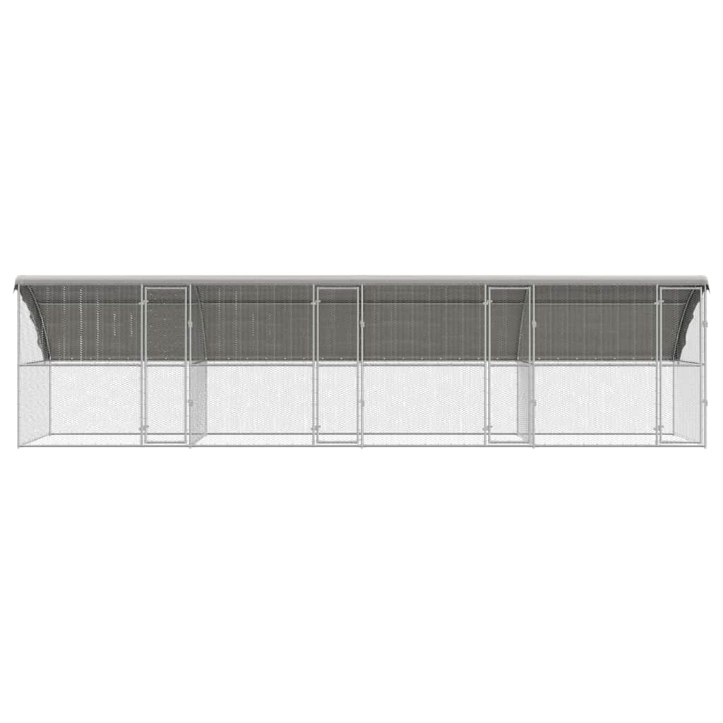Pollaio con 4 porte 4 pz Argento 800x200x200 cm Acciaio zincato
