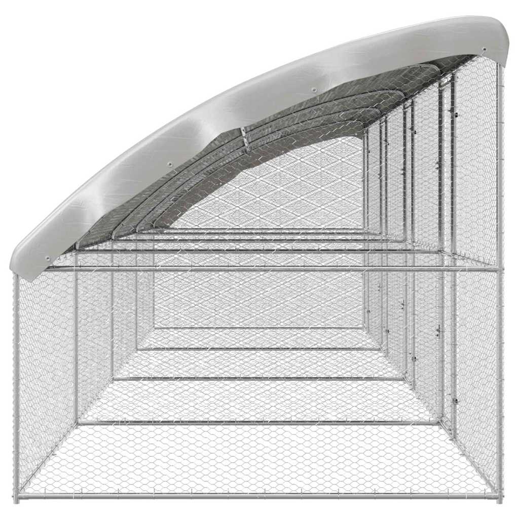 Pollaio con 4 porte 4 pz Argento 800x200x200 cm Acciaio zincato