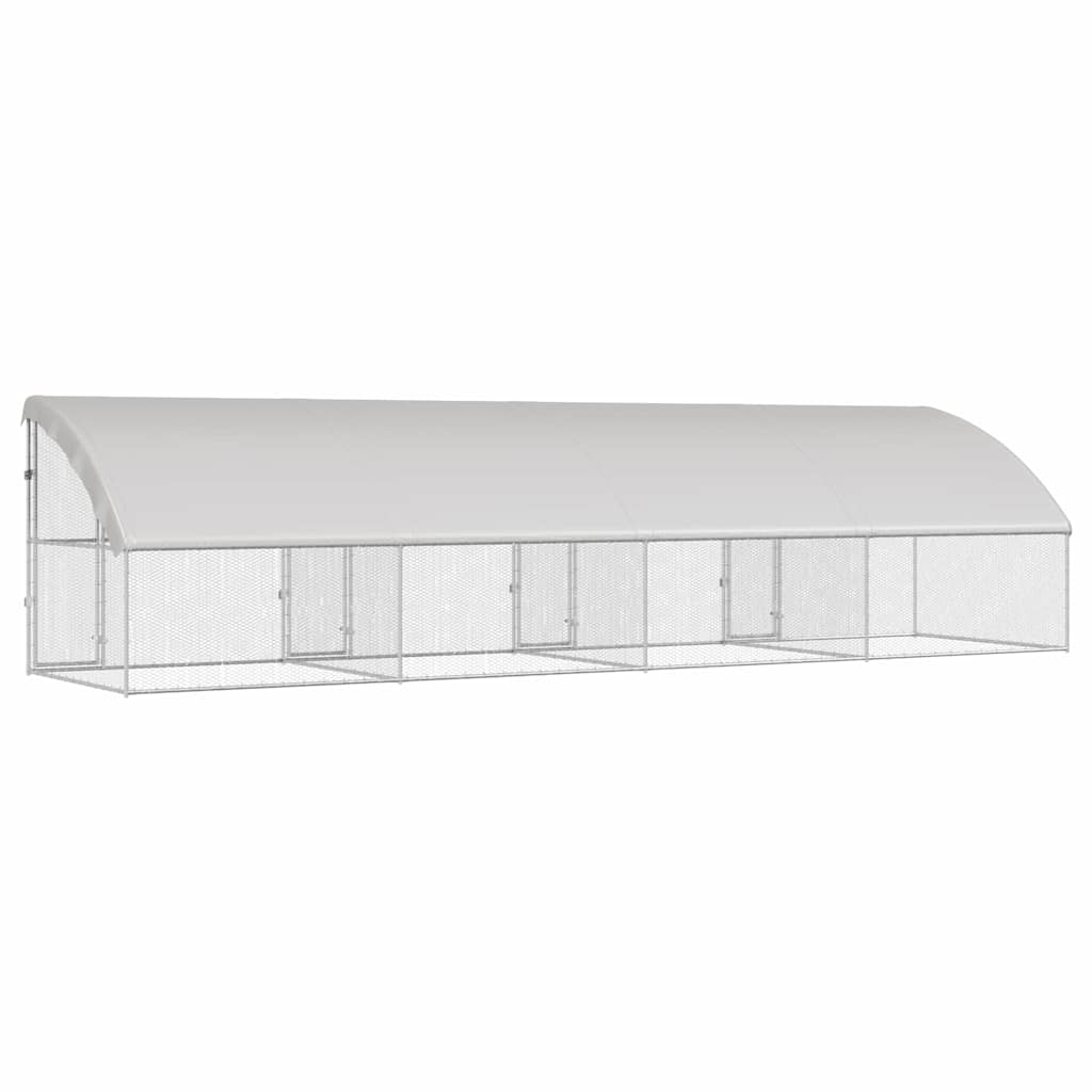 Pollaio con 4 porte 4 pz Argento 800x200x200 cm Acciaio zincato