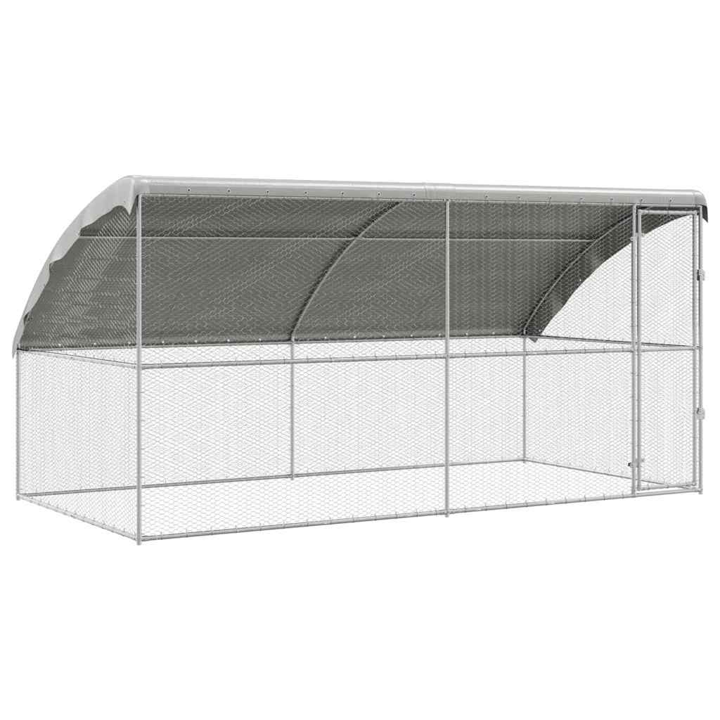 Gabbia per polli con 1 porta 2 pz Argento 400x200x200 cm