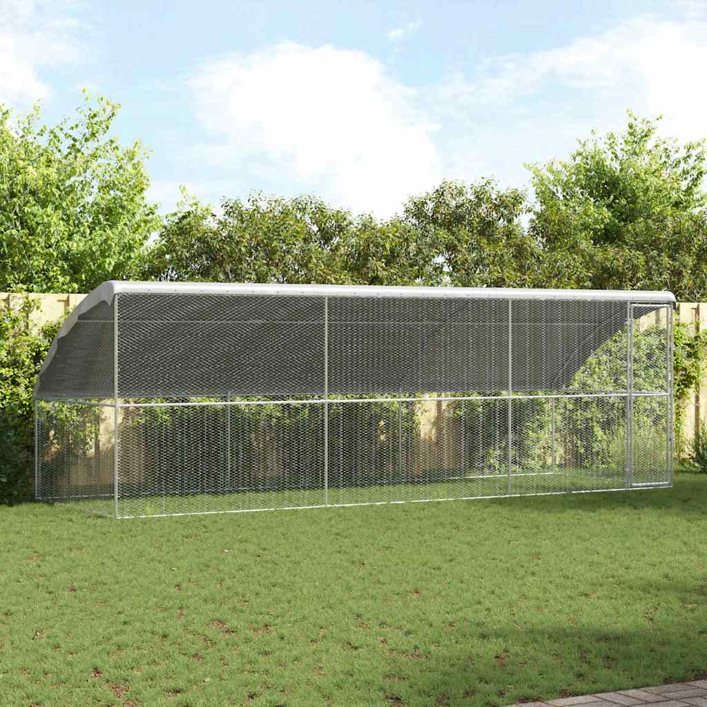 Pollaio con 1 porta 3 pz Argento 600x200x200cm Acciaio zincato