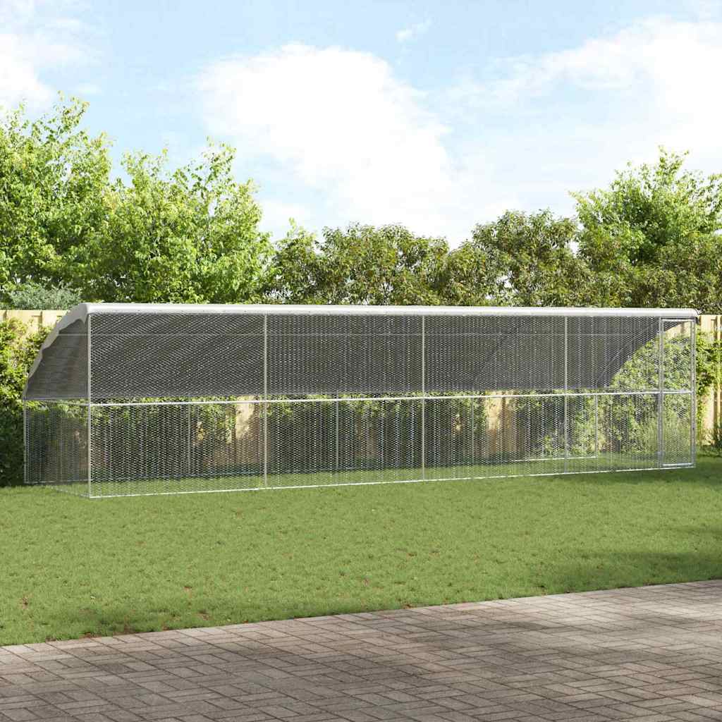 Pollaio con 1 porta 4 pz Argento 800x200x200 cm Acciaio zincato