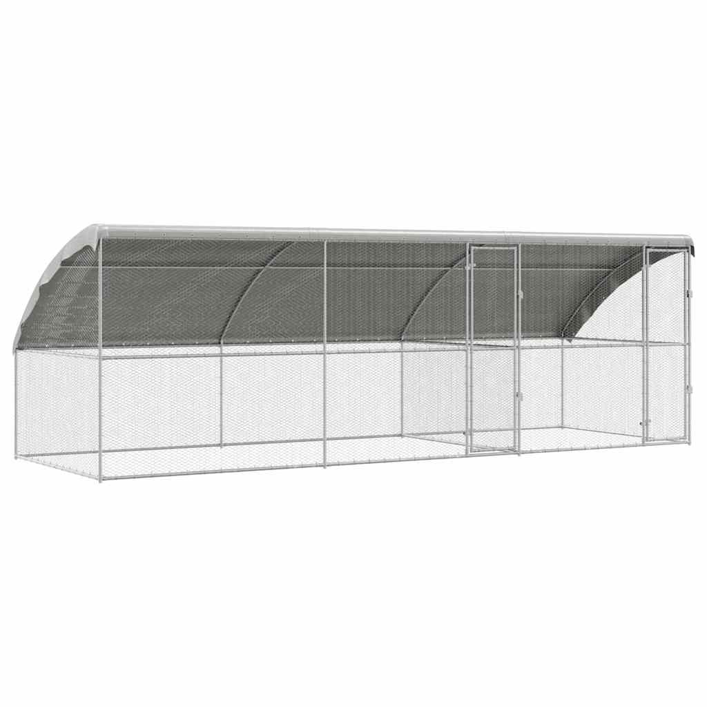 Pollaio con 2 porte 3 pz Argento 600x200x200 cm Acciaio zincato