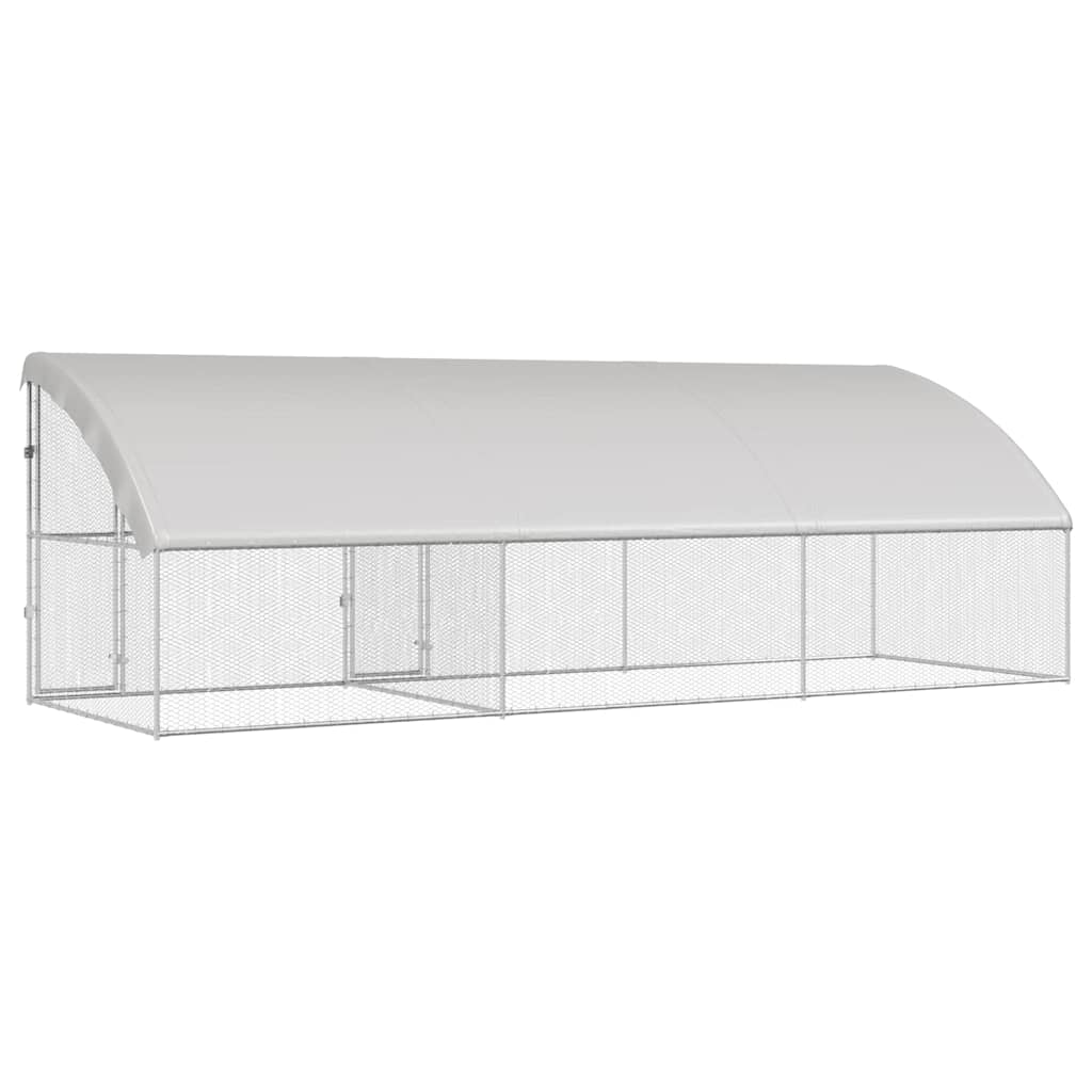 Pollaio con 2 porte 3 pz Argento 600x200x200 cm Acciaio zincato