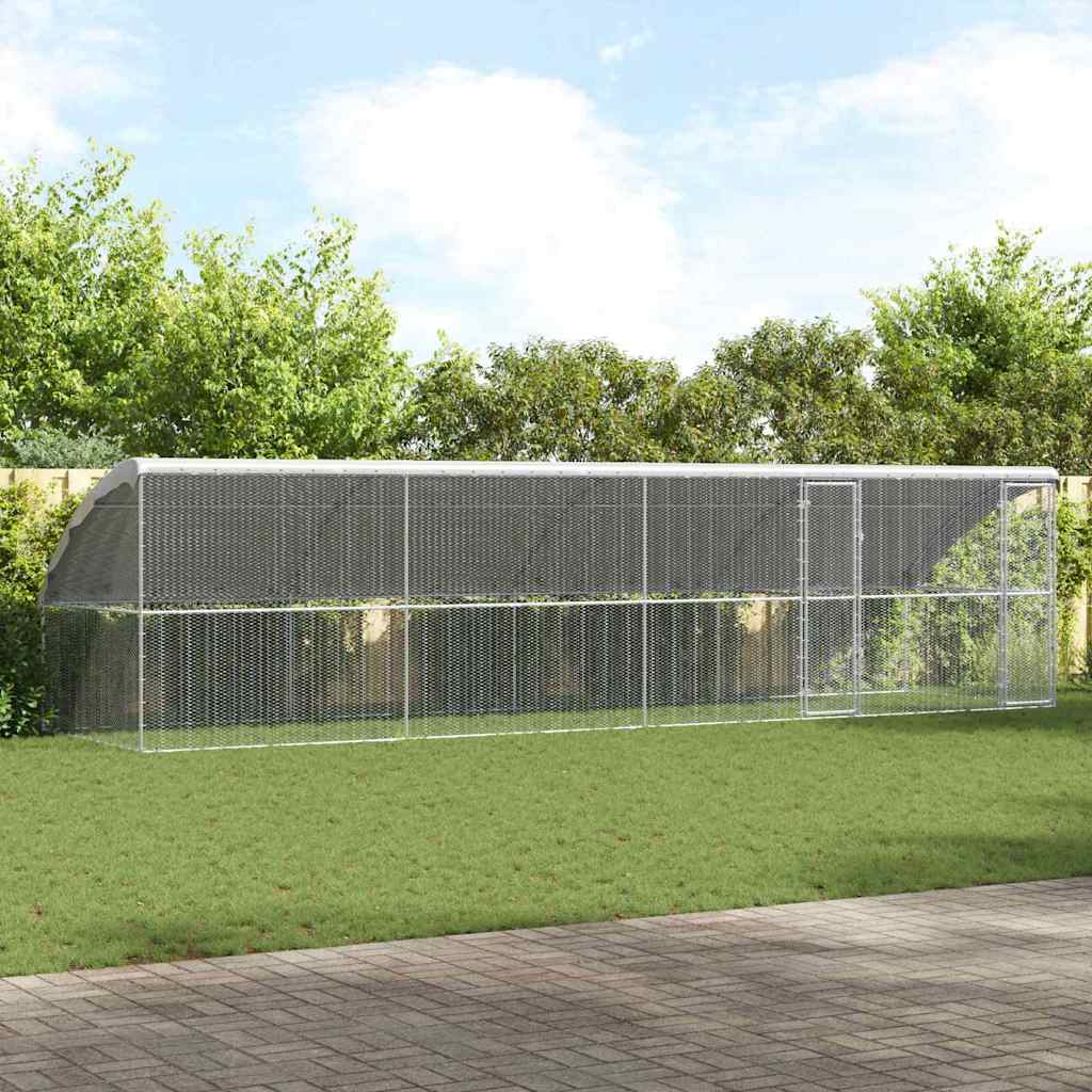Gabbia per polli con 2 porte 4 pz Argento 800x200x200cm