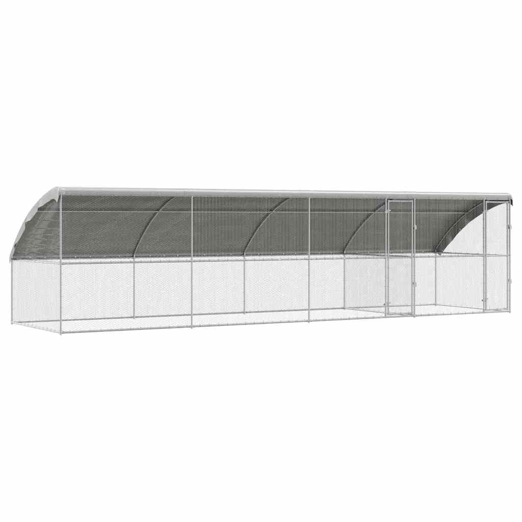 Gabbia per polli con 2 porte 4 pz Argento 800x200x200cm