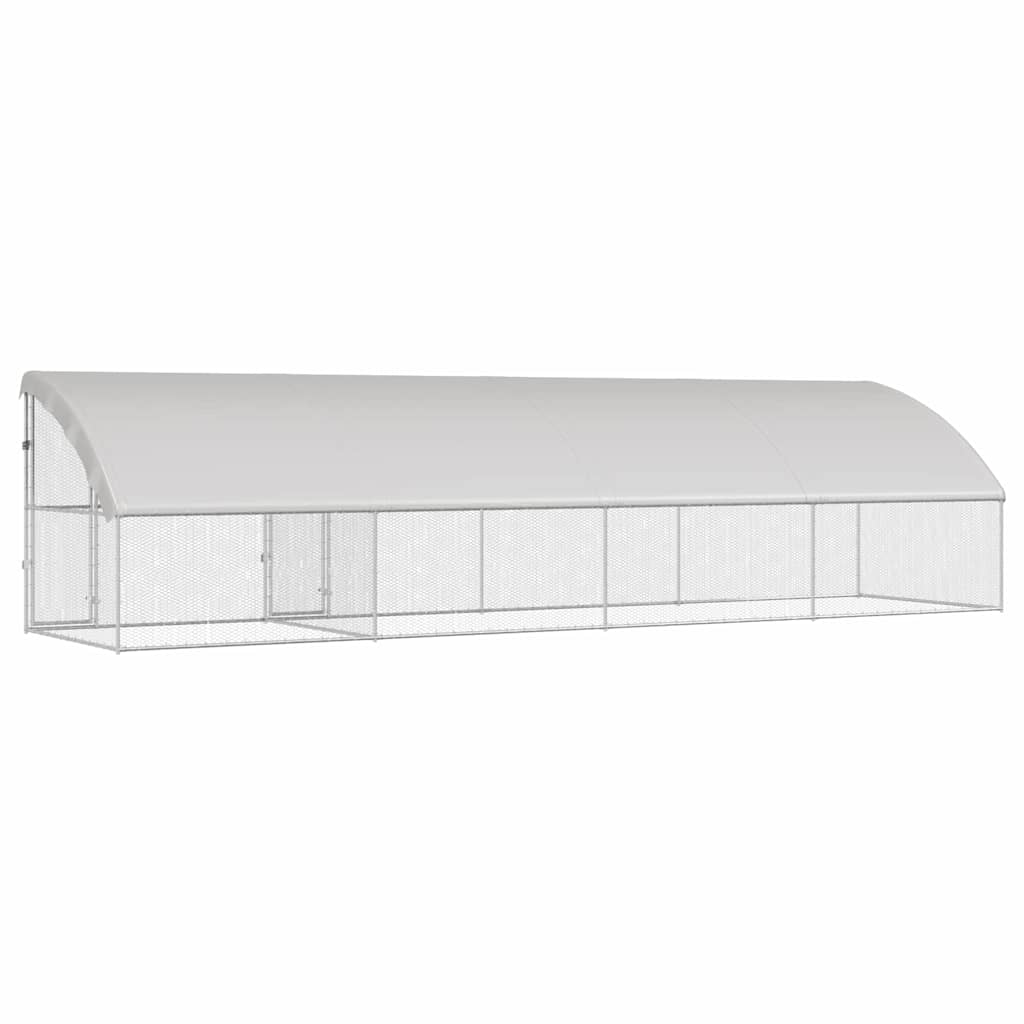 Gabbia per polli con 2 porte 4 pz Argento 800x200x200cm
