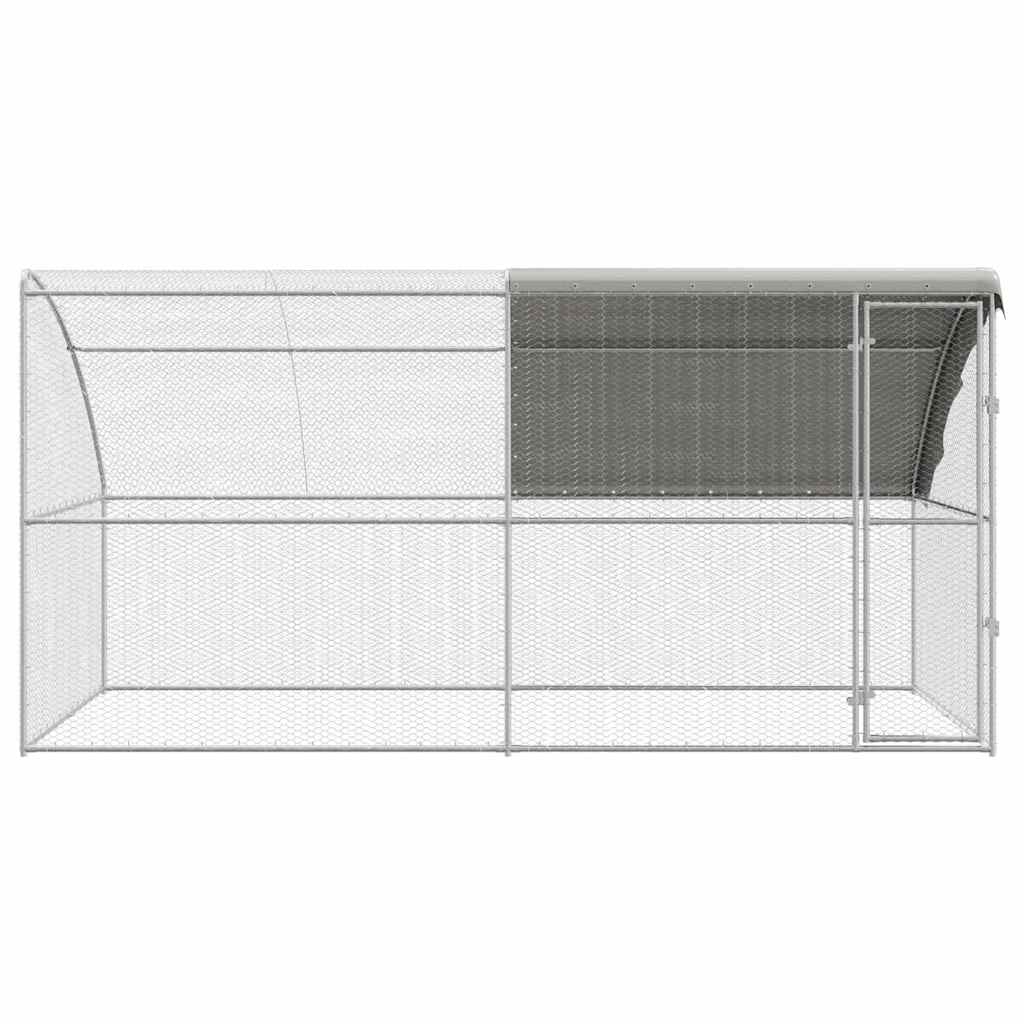 Pollaio con 1 porta 2 pz Argento 400x200x200cm Acciaio e PE