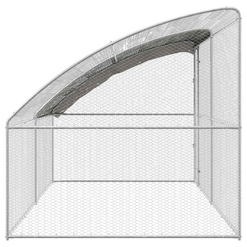 Pollaio con 1 porta 2 pz Argento 400x200x200cm Acciaio e PE