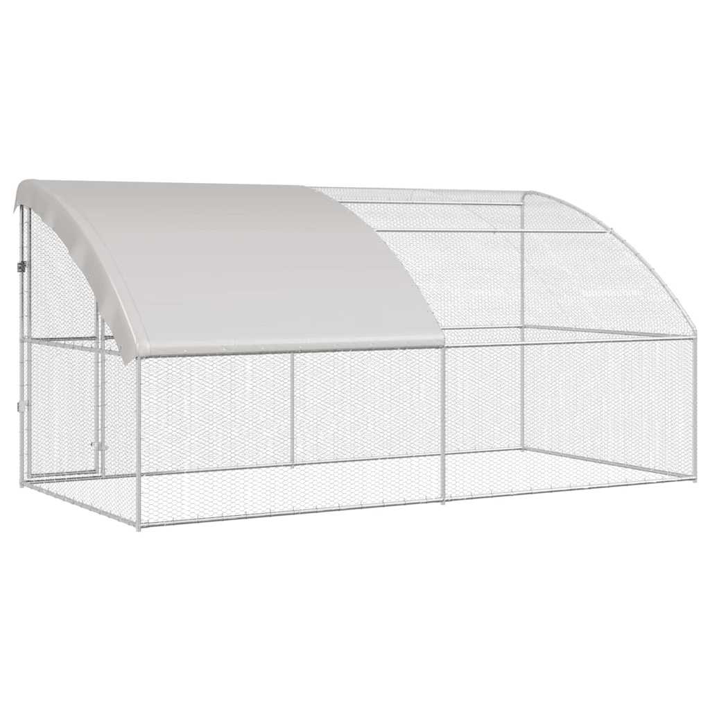 Pollaio con 1 porta 2 pz Argento 400x200x200cm Acciaio e PE
