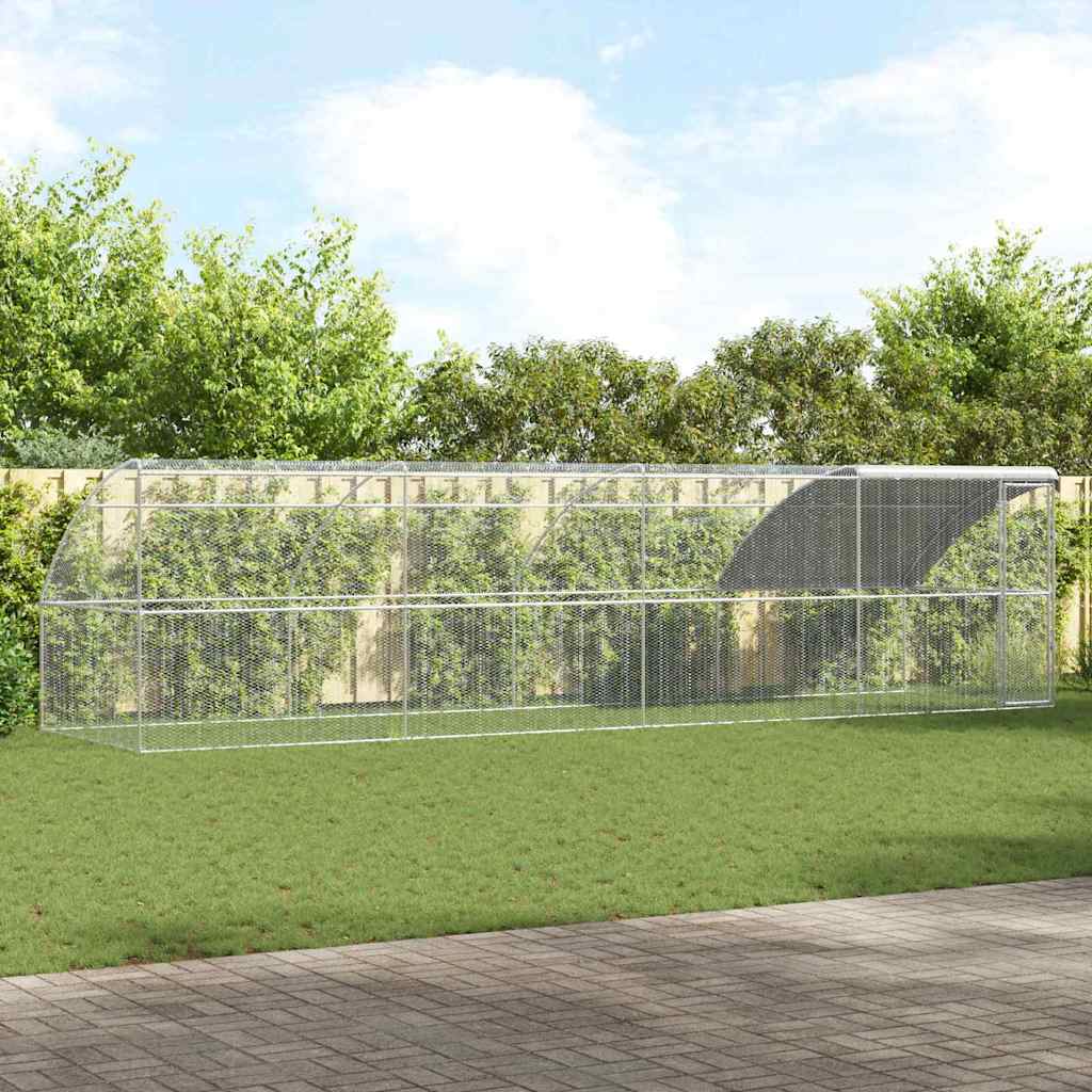 Gabbia per polli 4 pz Argento 800 x 200 x 200 cm Acciaio e PE