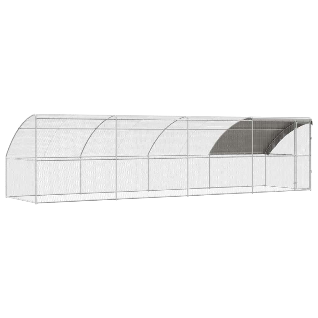 Gabbia per polli 4 pz Argento 800 x 200 x 200 cm Acciaio e PE