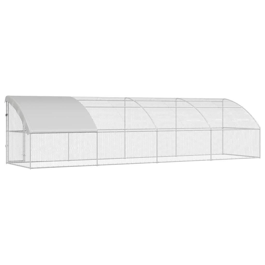 Gabbia per polli 4 pz Argento 800 x 200 x 200 cm Acciaio e PE