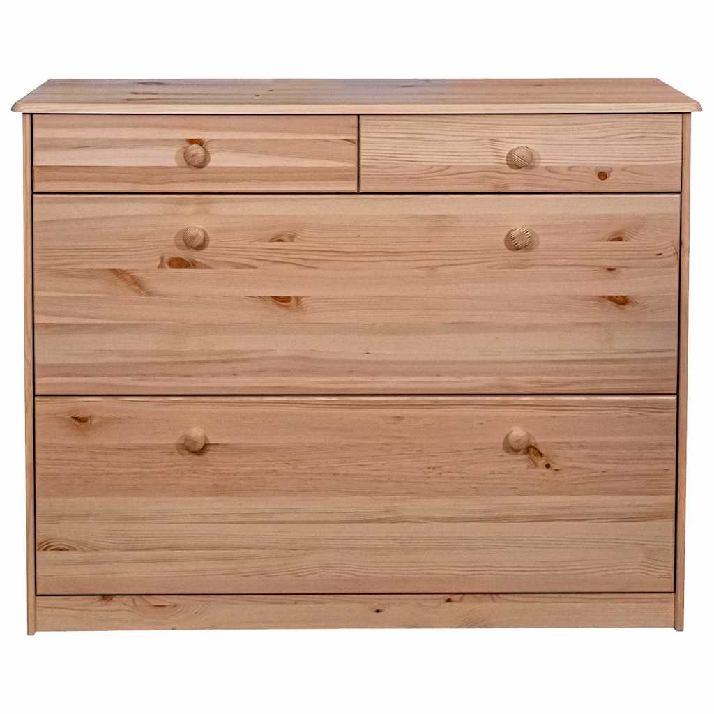 Scarpiera con 2 Vani a Ribalta 113x35x89 cm Legno Massello Pino