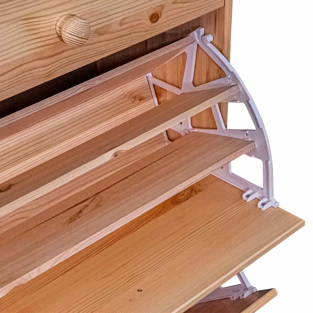 Scarpiera con 2 Vani a Ribalta 113x35x89 cm Legno Massello Pino