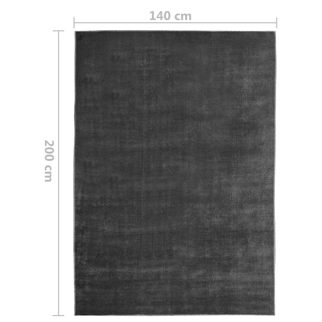 Tappeto Lavabile Pieghevole Antracite 140x200 cm in Poliestere