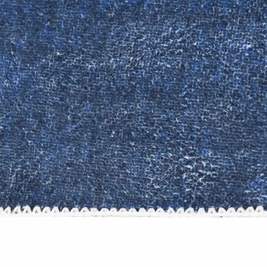Tappeto Lavabile Pieghevole Blu Marino 140x200 cm in Poliestere