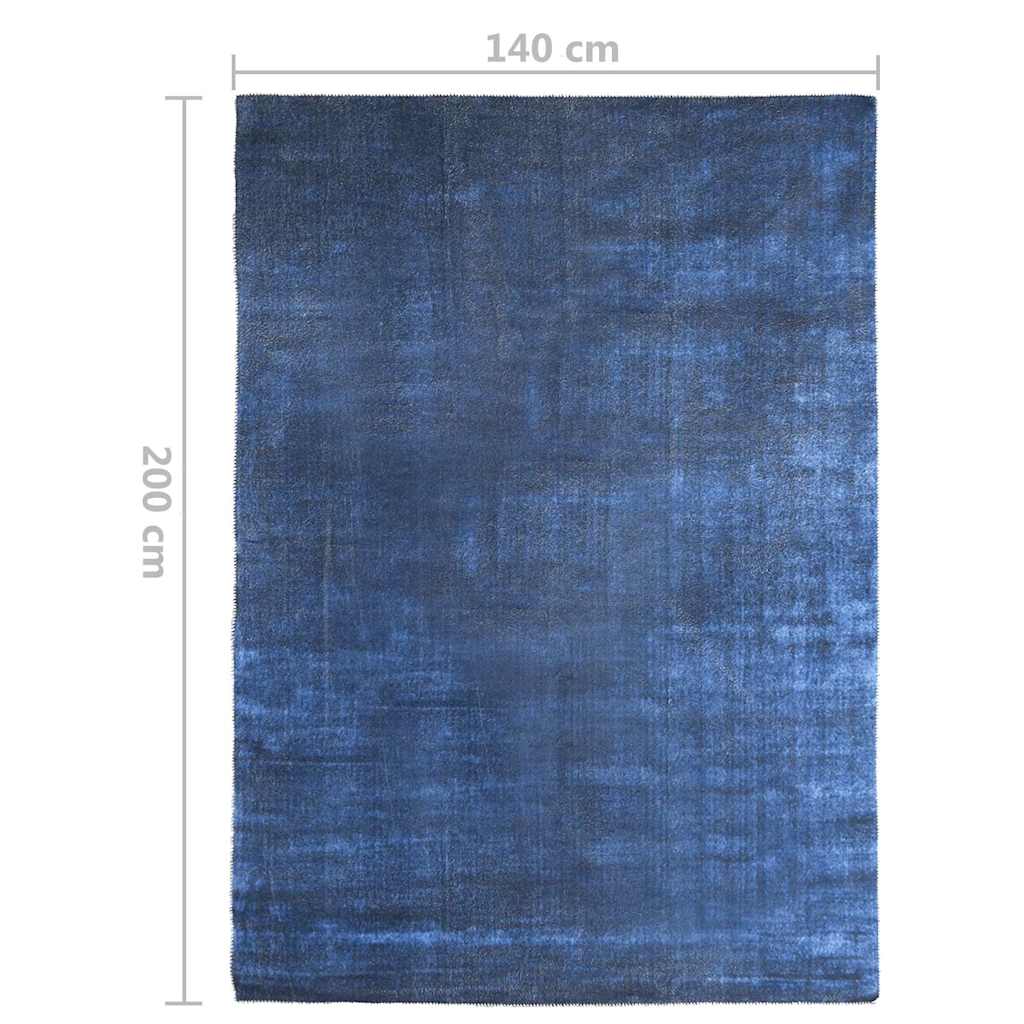 Tappeto Lavabile Pieghevole Blu Marino 140x200 cm in Poliestere