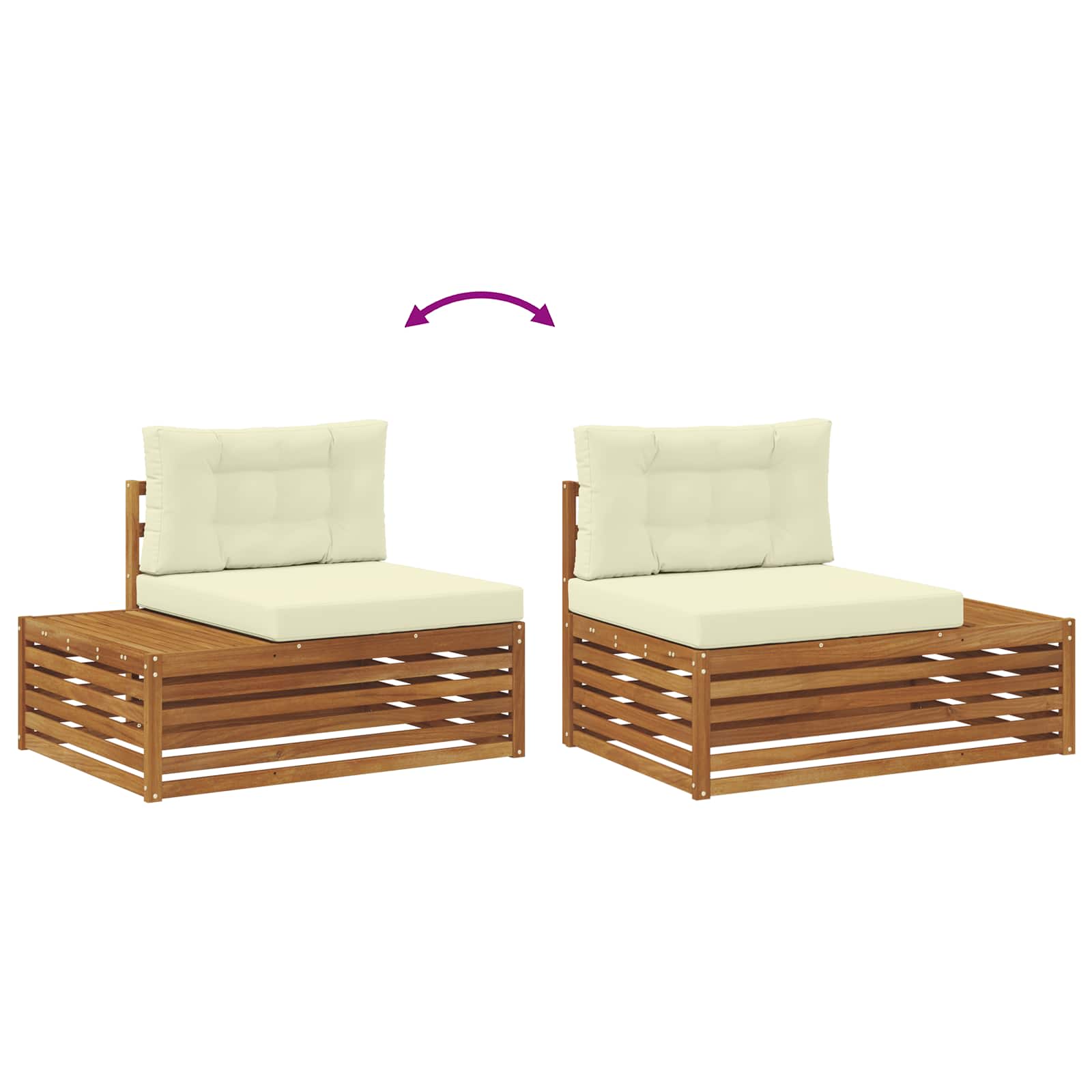 5 pz Set di divani da esterno Naturale e Crema