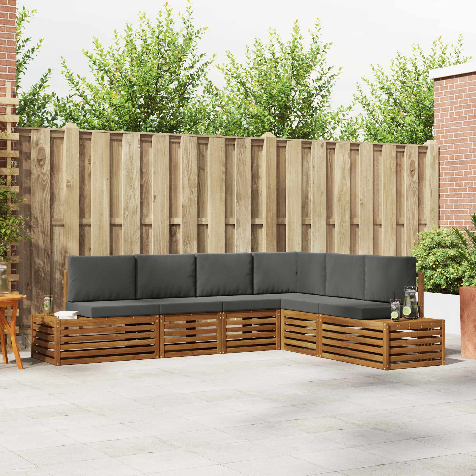 6 pz Set di divani da esterno Naturale e Antracite