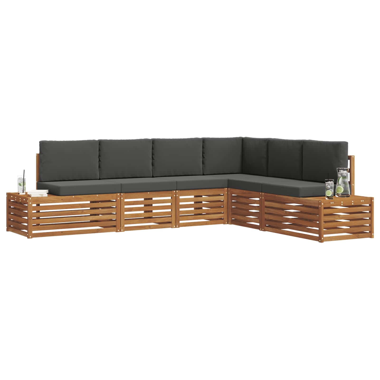 6 pz Set di divani da esterno Naturale e Antracite